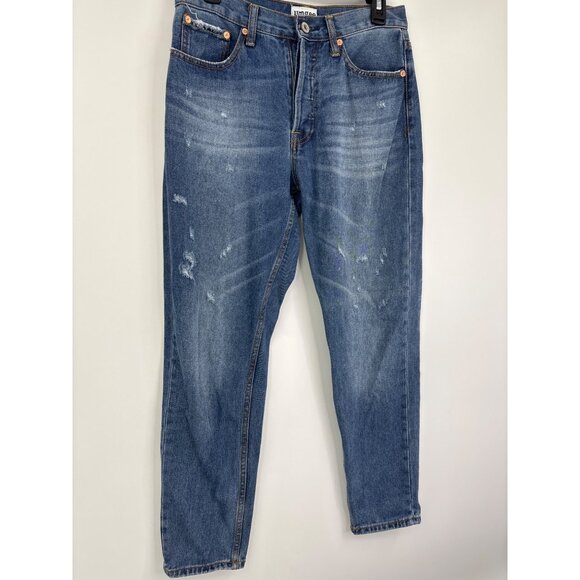 Umgee Distressed High Waist Button Fly Mom Jean Size 27 - Picture 2 of 8